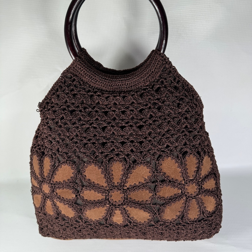 Vintage Y2K Nine West Woven Leather Flower Handbag